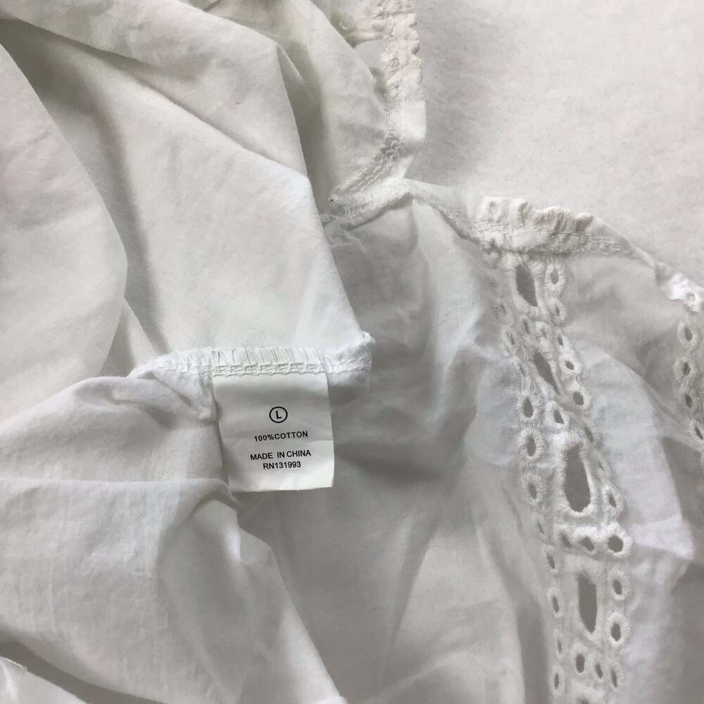 Mud Pie Sea Lady White Cotton Sleeveless Mini Cover Up Dress Lace Trim Large - Picture 10 of 10